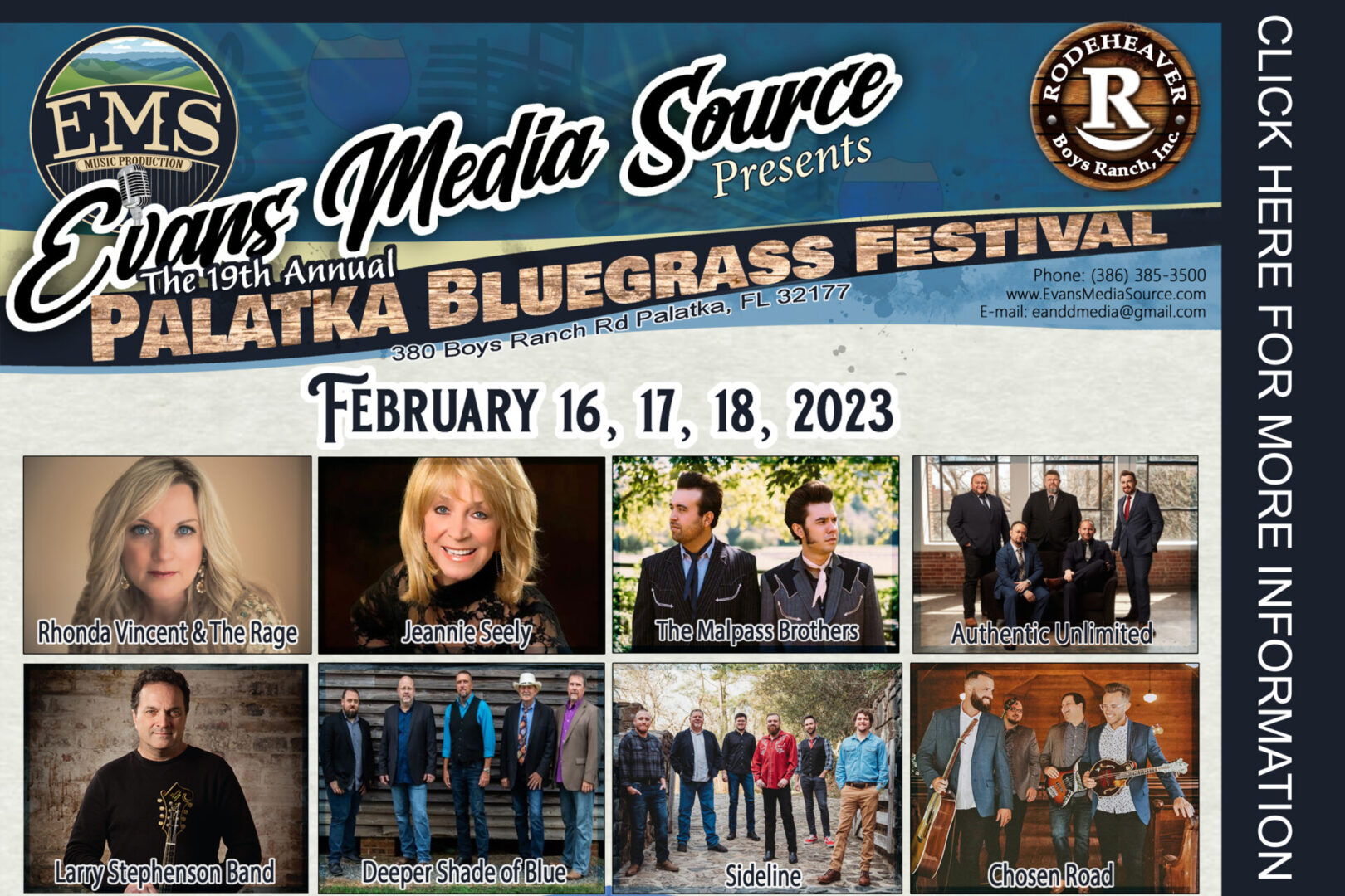 Palatka Bluegrass festival banner and poster